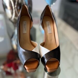 Gianni Marra Peep Toe leather platform pumps size 38